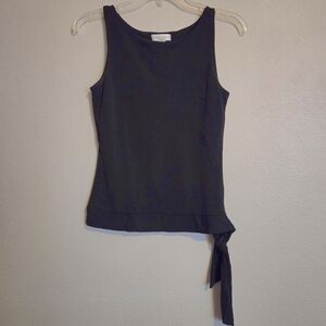 Casual Corner Black Sleeveless Tank with Side Tie